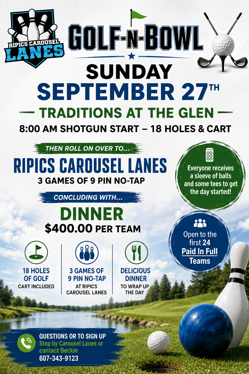 Golf-N-Bowl at Ripics Carousel Lanes flyer
